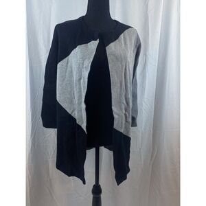 Ann Taylor Petite Size Small Heavyweight Black Gray Open Front‎ Cardigan